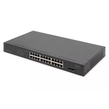 Switch PoE não gerido DIGITUS - 24 portas Gigabit + 2 portas Gigabit SFP