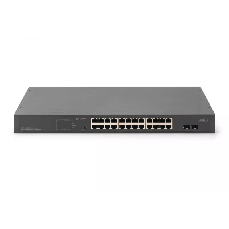 Switch PoE não gerido DIGITUS - 24 portas Gigabit + 2 portas Gigabit SFP