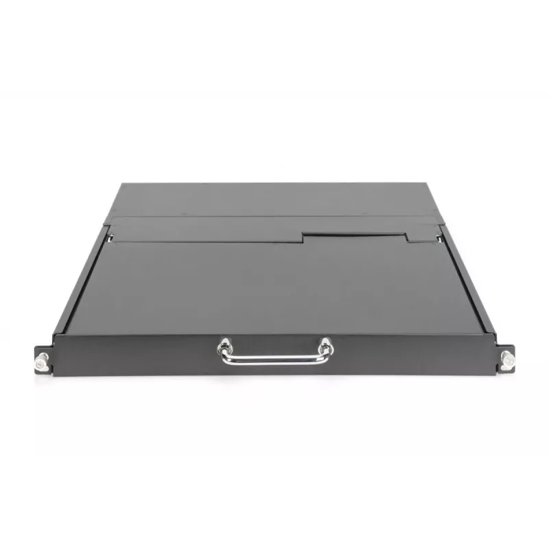 Consola modular DIGITUS HD LCD TFT com KVM de 1 porta, RAL 9005 preto - teclado GE