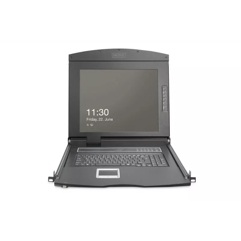Consola KVM LCD Full HD modular DIGITUS DS-72221-1GE de 19 polegadas (43,2 cm), KVM VGA de 1 porta, touchpad, teclado alemão