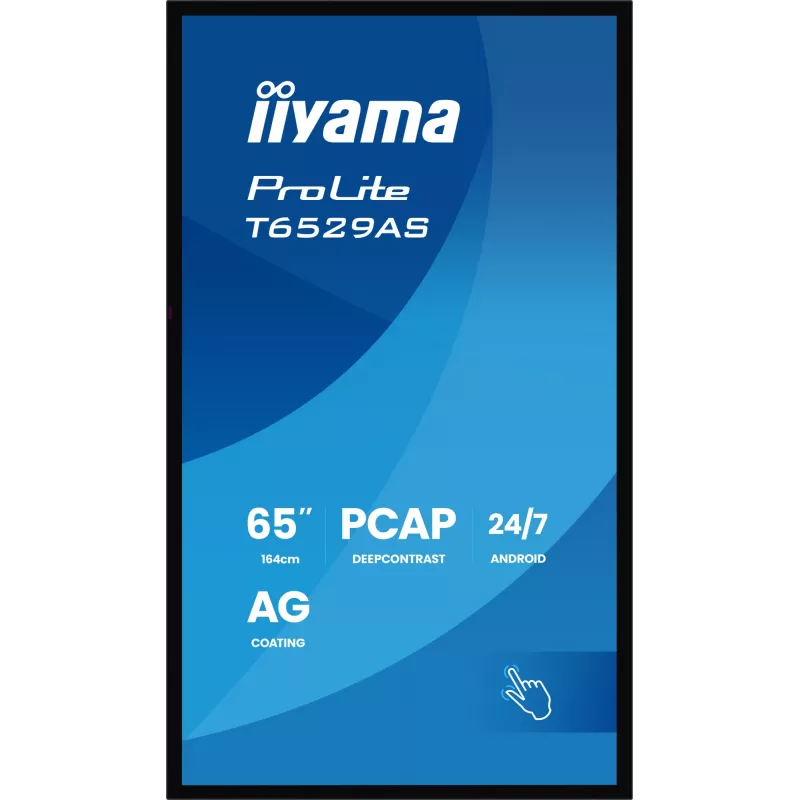 Ecrã de sinalização digital iiyama T6529AS-B1AG design quiosque 163,8 cm (64,5