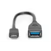 DIGITUS Cabo adaptador USB Type-C, OTG, Type-C - A macho/fêmea, 15 cm Super Speed preto