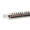 DIGITUS Patch Panel CAT6A EA blindado, 24 portas RJ45 proteção contra pó, 8P8C, 0,5U, cinzento RAL 7035