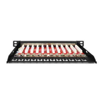 DIGITUS Patch Panel CAT6A, blindado, 12 portas, 1/2U, montagem em rack de 10