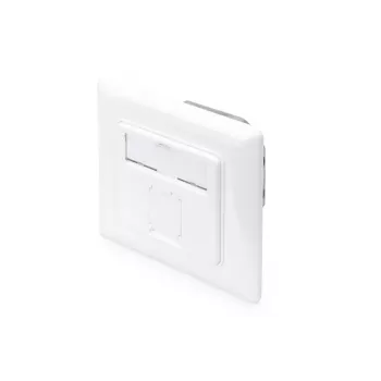 DIGITUS Tomada de rede CAT6A Classe EA, blindada 1x RJ45, LSA, branco puro, encastrar, 8 direções