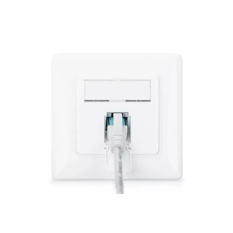 DIGITUS Tomada de rede CAT6A Classe EA, blindada 1x RJ45, LSA, branco puro, encastrar, 8 direções