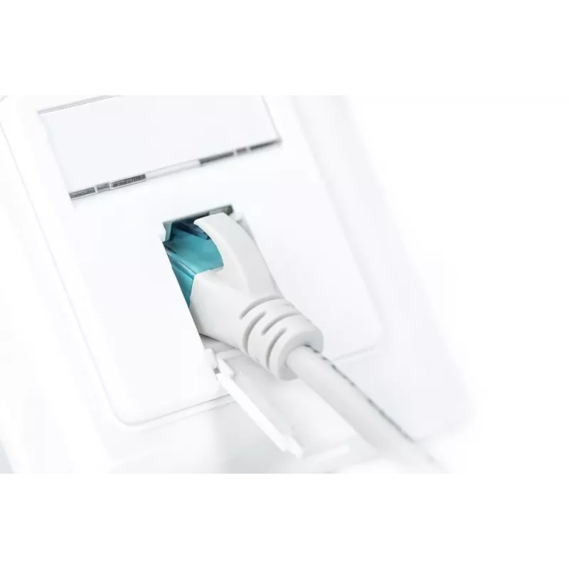 DIGITUS Tomada de rede CAT6A Classe EA, blindada 1x RJ45, LSA, branco puro, encastrar, 8 direções