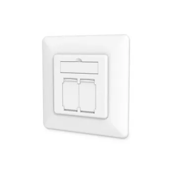 DIGITUS Tomada de rede CAT6A Classe EA, blindada 2x RJ45, LSA, branco puro, encastrar, 8 direções