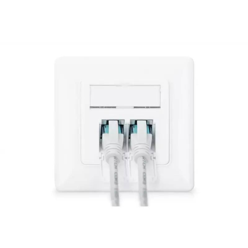 DIGITUS Tomada de rede CAT6A Classe EA, blindada 2x RJ45, LSA, branco puro, encastrar, 8 direções