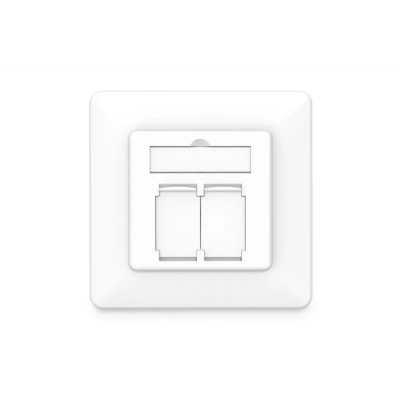 DIGITUS Tomada de rede CAT6A Classe EA, blindada 2x RJ45, LSA, branco puro, encastrar, 8 direções