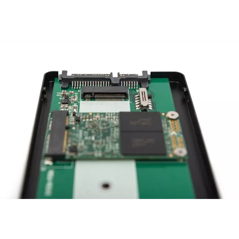 DIGITUS Caixa para HDD 2,5 inch SATA – M.2 ou mSATA SATA 3 6 Gbit/s, velocidade de escrita até 520 MB/s