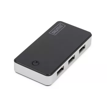 DIGITUS Hub USB 4 portas USB 3.0 externo preto acabamento brilhante