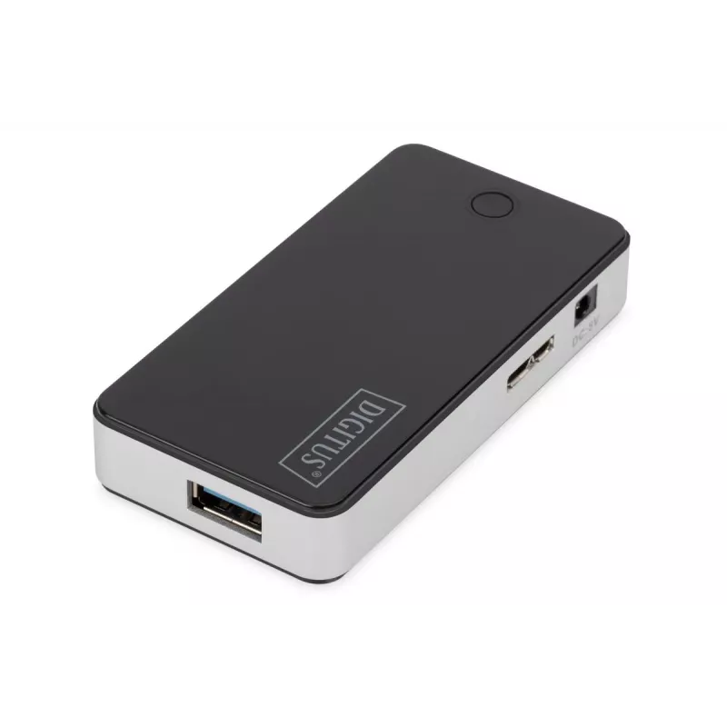 DIGITUS Hub USB 4 portas USB 3.0 externo preto acabamento brilhante