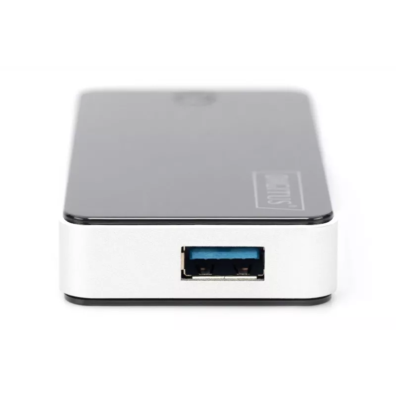 DIGITUS Hub USB 4 portas USB 3.0 externo preto acabamento brilhante