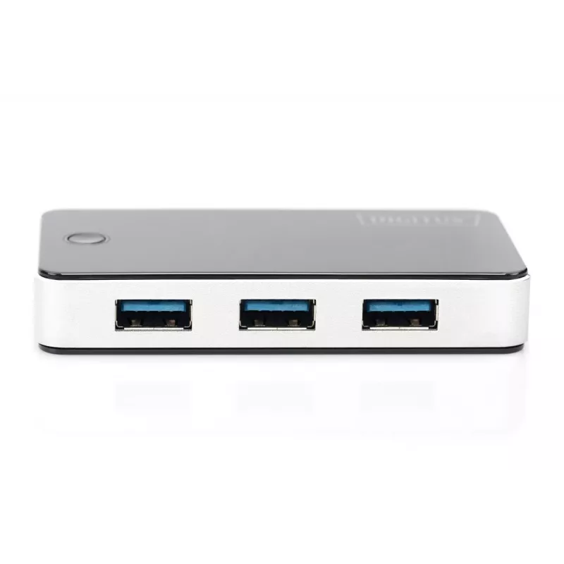 DIGITUS Hub USB 4 portas USB 3.0 externo preto acabamento brilhante