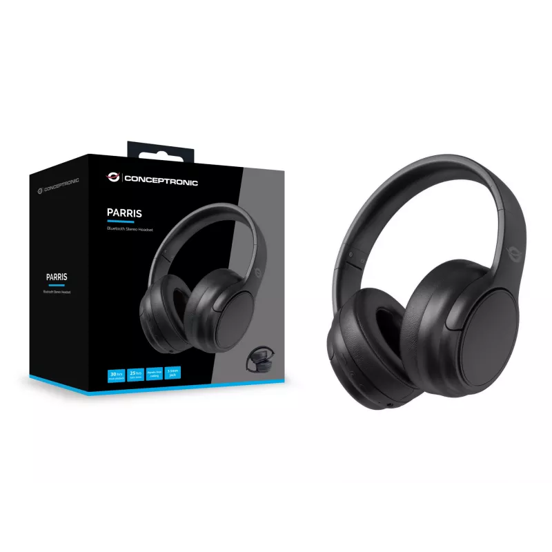 Conceptronic Headset Estéreo Bluetooth, Com fios e sem fios, 20 - 20000 Hz, Chamadas/Música, 198,5 g, Headset, Preto