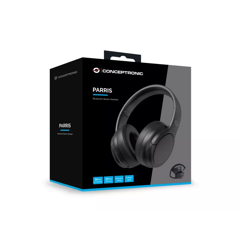 Conceptronic Headset Estéreo Bluetooth, Com fios e sem fios, 20 - 20000 Hz, Chamadas/Música, 198,5 g, Headset, Preto