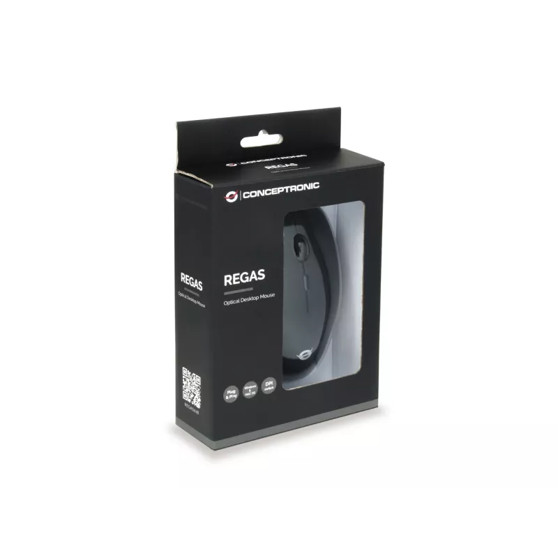 Conceptronic REGAS01B Rato de Escritório Ambidestro USB Type-A Ótico 1200 DPI