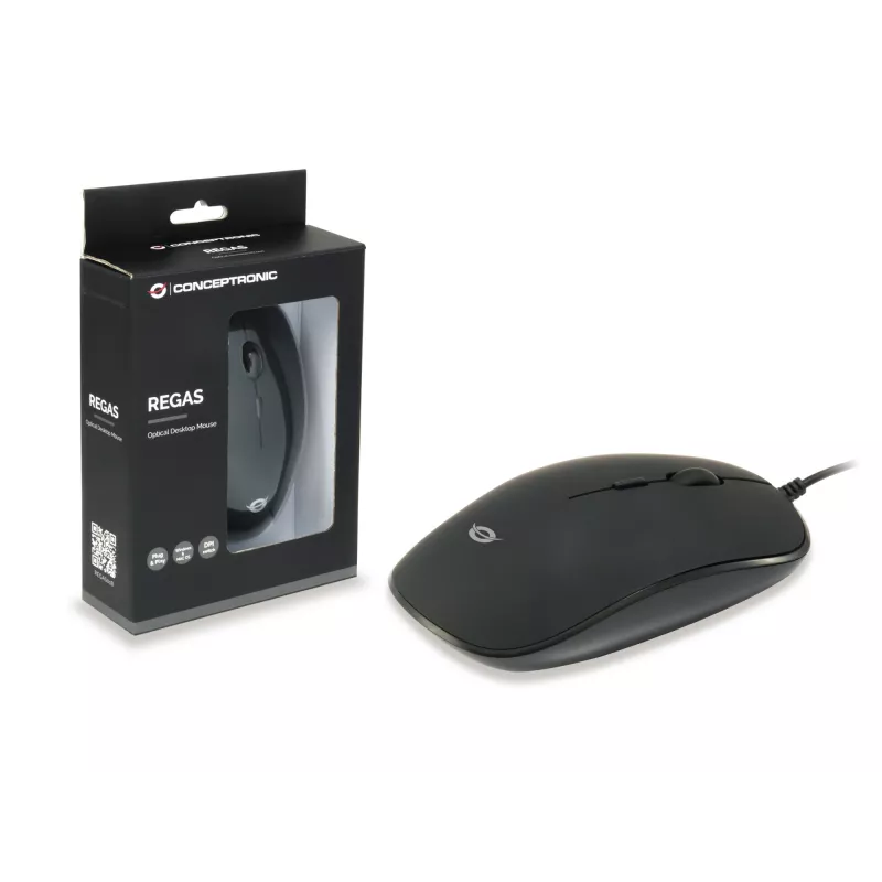 Conceptronic REGAS01B Rato de Escritório Ambidestro USB Type-A Ótico 1200 DPI