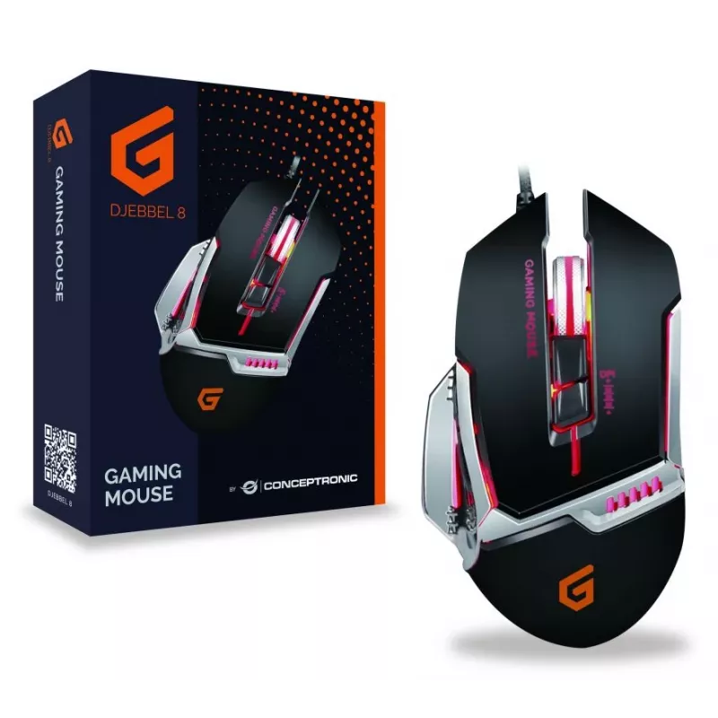 Conceptronic DJEBBEL 8, Rato Gaming USB, 8 botões programáveis, 4000 DPI