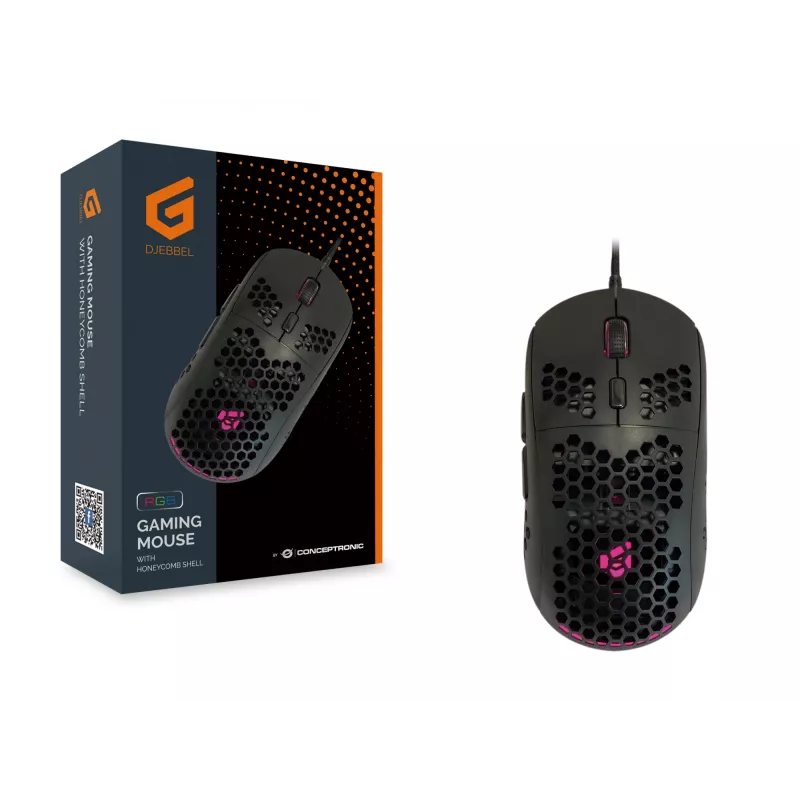 Conceptronic DJEBBEL 6D Rato Gaming com estrutura em favo de mel, 6400 DPI