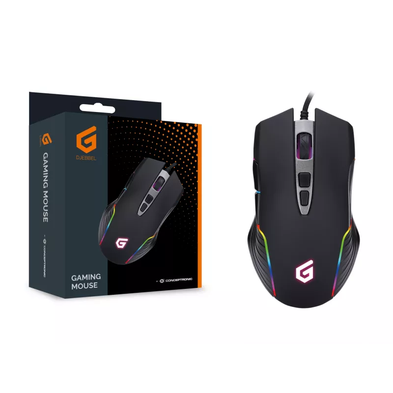 Conceptronic Rato Gaming USB 7D, 7200 DPI, Para destros, Ótico, USB Type-A, 7200 DPI, Preto