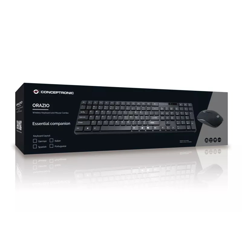 Conceptronic ORAZIO01DE Teclado e rato incluídos Casa RF Wireless QWERTZ Alemão Preto