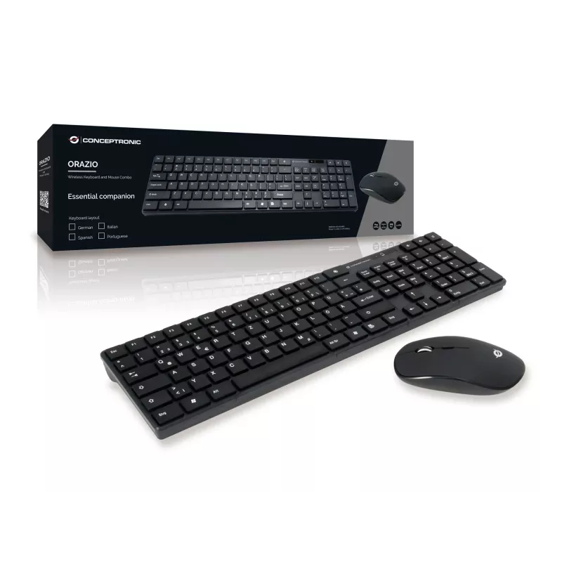 Conceptronic ORAZIO01DE Teclado e rato incluídos Casa RF Wireless QWERTZ Alemão Preto