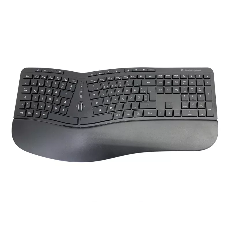 Conceptronic ORAZIO ERGO Conjunto de teclado e rato ergonómico sem fios, layout alemão