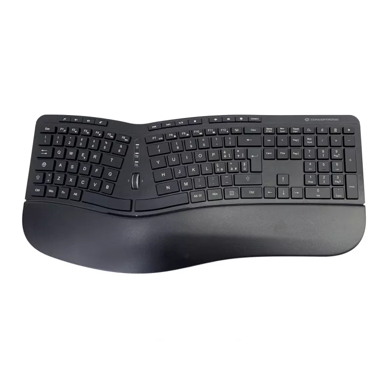 Conceptronic ORAZIO ERGO Conjunto de teclado e rato ergonómico sem fios, layout italiano