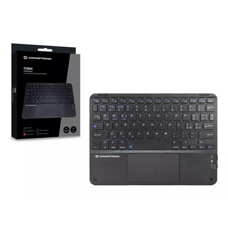 Conceptronic TOBIN01BIT Teclado Bluetooth com touchpad de 10 polegadas, QWERTY Italiano