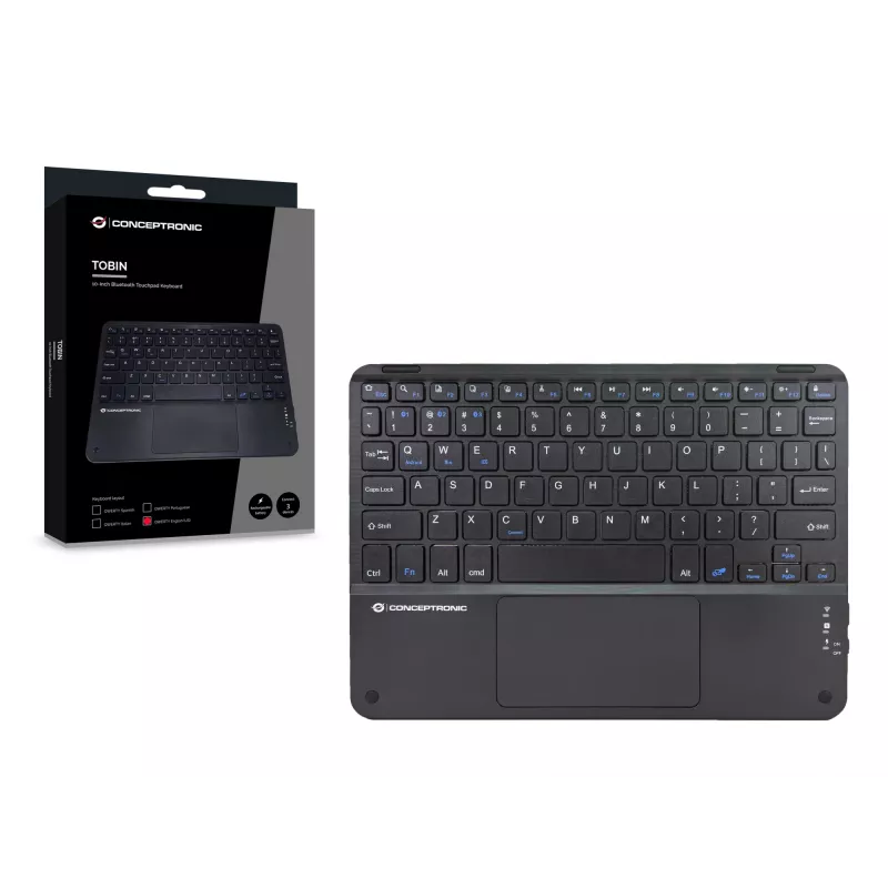 Conceptronic TOBIN01BUS Teclado Bluetooth com touchpad de 10 polegadas, QWERTZ EN (US)