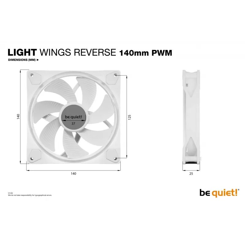 Ventoinha para caixa de computador be quiet Light Wings 140 mm PWM Reverse White 14 cm 1 unid.
