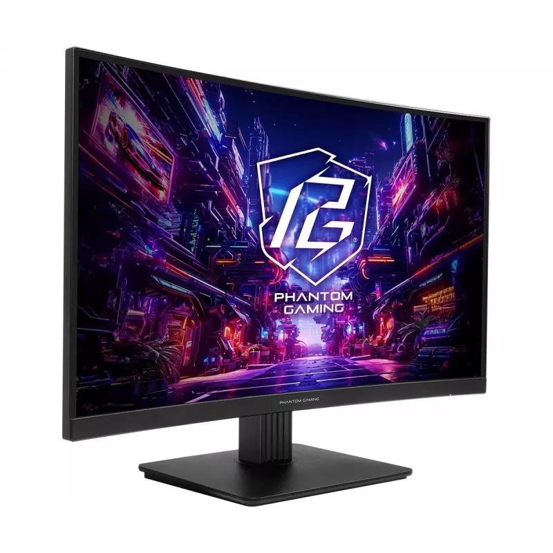 Monitor Gaming ASROCK - Pg27qrt1b - 27 polegadas - 2560 X 1440 Qhd - Curvo 180hz - Preto
