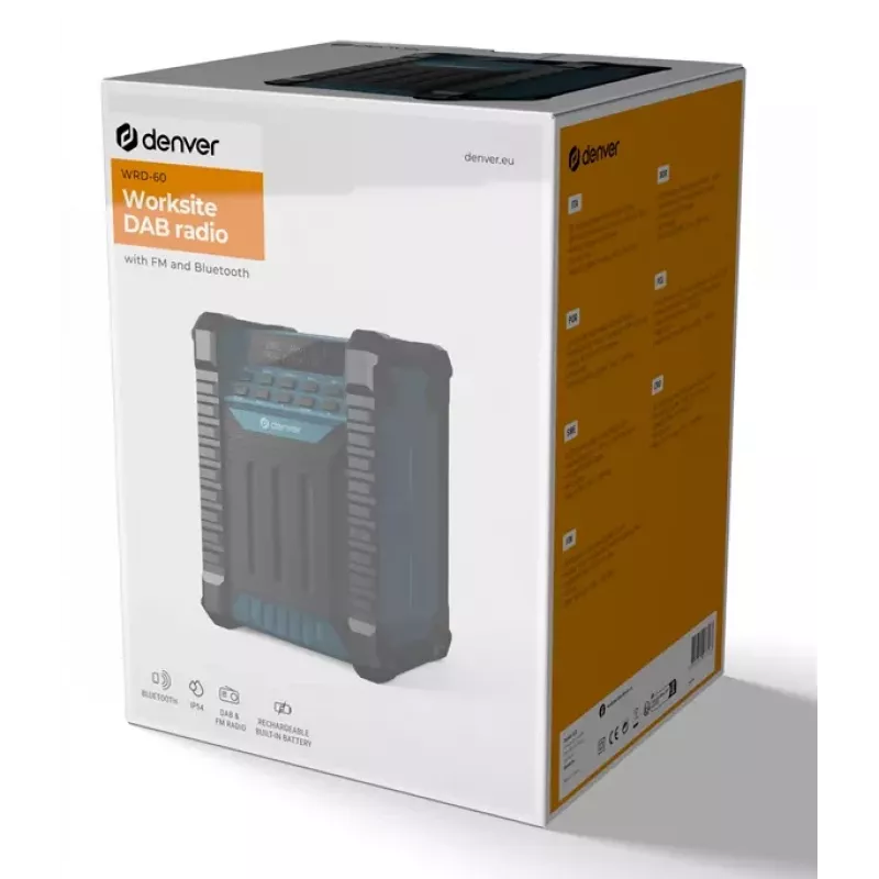 Rádio de obra DENVER ELECTRONICS Wrd-60 DAB+ com Bluetooth e função de luz de obra