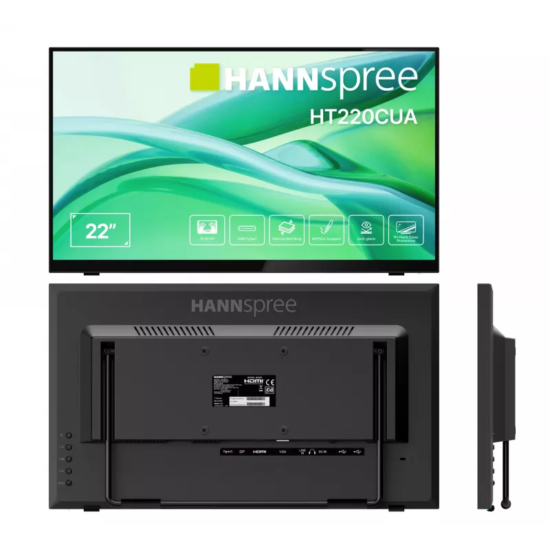 Monitor Hannspree HT220CUA 54,5 cm (21,4 polegadas) 1920 x 1080 píxeis Full HD LED Ecrã tátil Preto