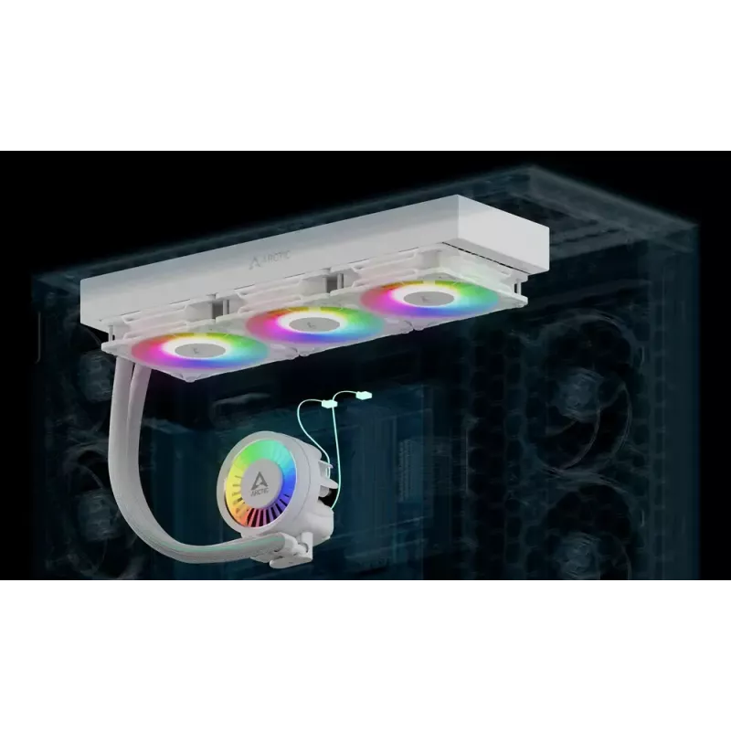 Refrigeração líquida para CPU All-in-One Arctic Liquid Freezer III Pro 420 A-RGB (Branco) — ventoinha de 140 mm, multi-socket LGA1700/AM4/AM5