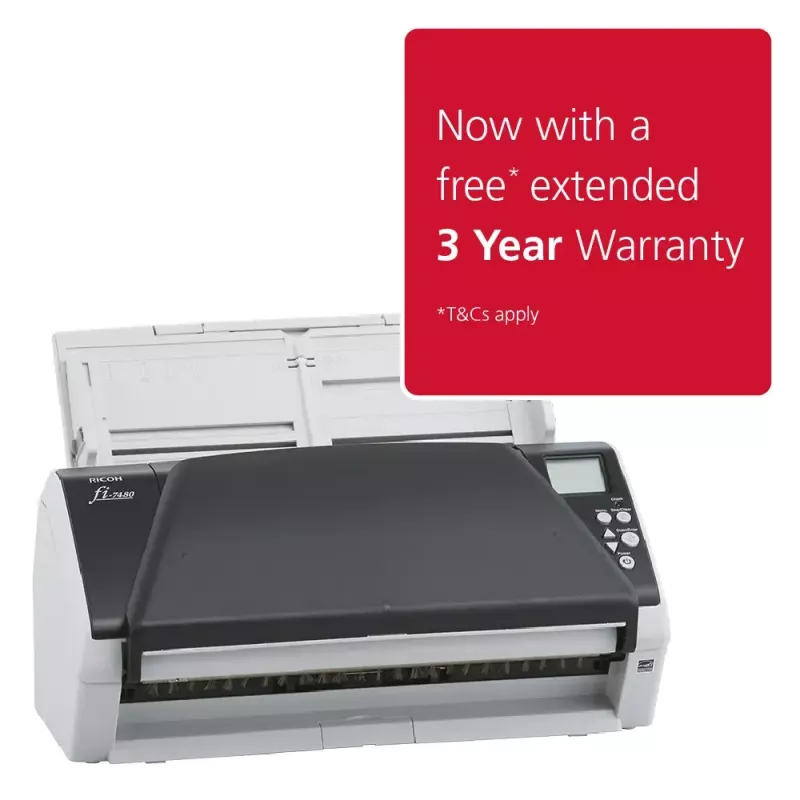 Ricoh fi-7480 Digitalizador ADF 600 x 600 DPI A3 Cinzento, branco