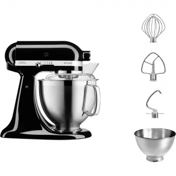 Robot de cozinha KitchenAid Artisan 5KSM185PS — taça de aço inoxidável de 4,8 L, 300 W, 10 velocidades, preto