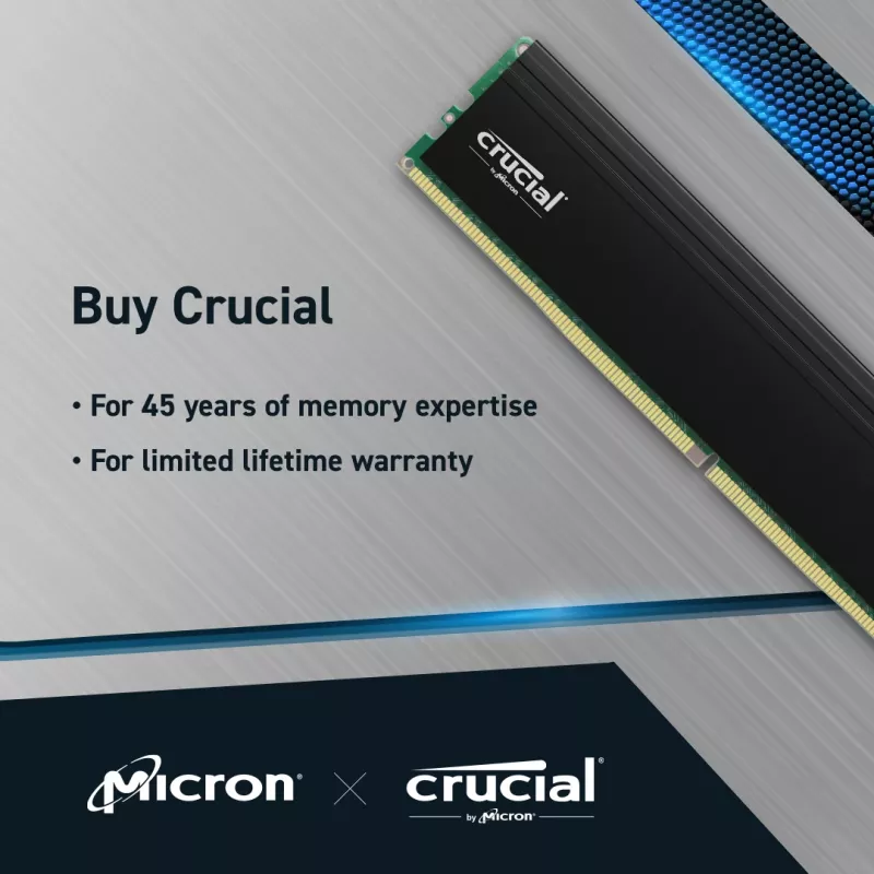 Memória RAM para desktop Crucial Pro 32GB DDR4-3200 CL22 UDIMM (CP32G4DFRA32A)