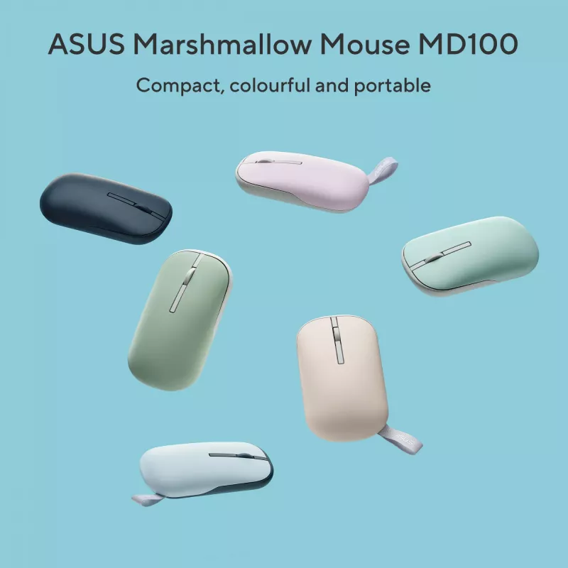 Rato ASUS Marshmallow MD100 Office Ambidestro RF Wireless + Bluetooth Ótico 1600 DPI