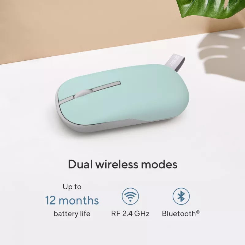 Rato ASUS Marshmallow MD100 Office Ambidestro RF Wireless + Bluetooth Ótico 1600 DPI