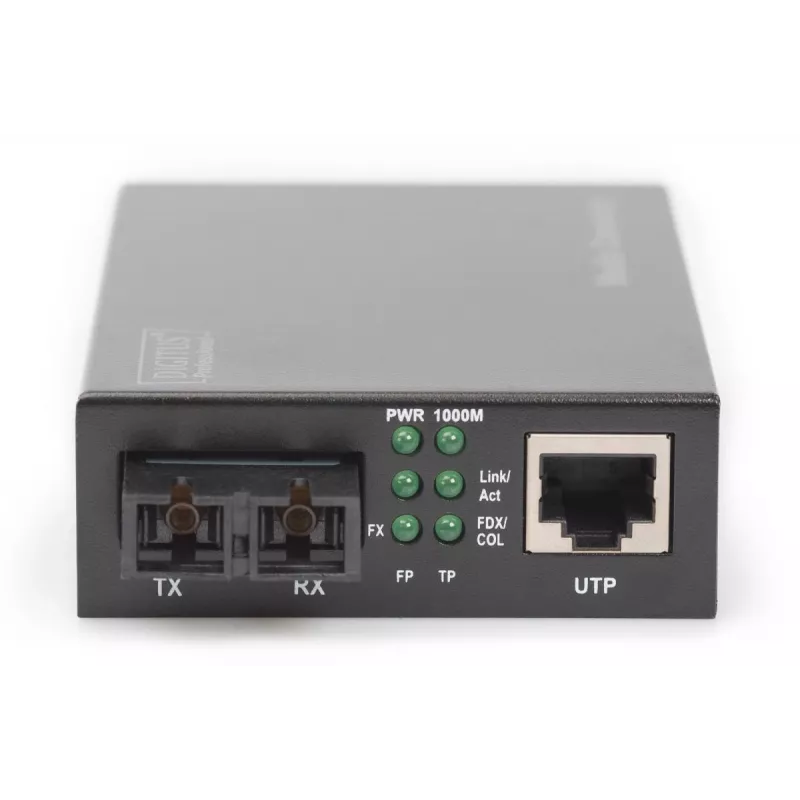 DIGITUS DN-82120-1 conversor de meios Gigabit, multimodo, de 10/100/1000Base-T para 1000Base-SX, RJ45 / SC, 850 nm, até 0,5 km