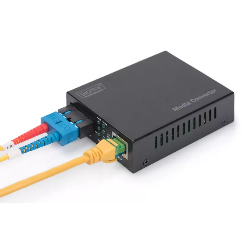 DIGITUS DN-82120-1 conversor de meios Gigabit, multimodo, de 10/100/1000Base-T para 1000Base-SX, RJ45 / SC, 850 nm, até 0,5 km