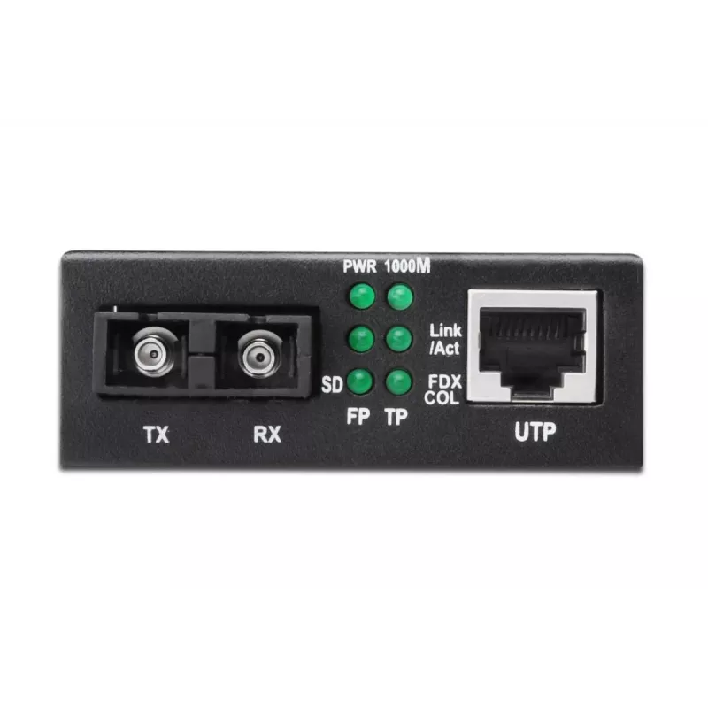 DIGITUS DN-82120-1 conversor de meios Gigabit, multimodo, de 10/100/1000Base-T para 1000Base-SX, RJ45 / SC, 850 nm, até 0,5 km