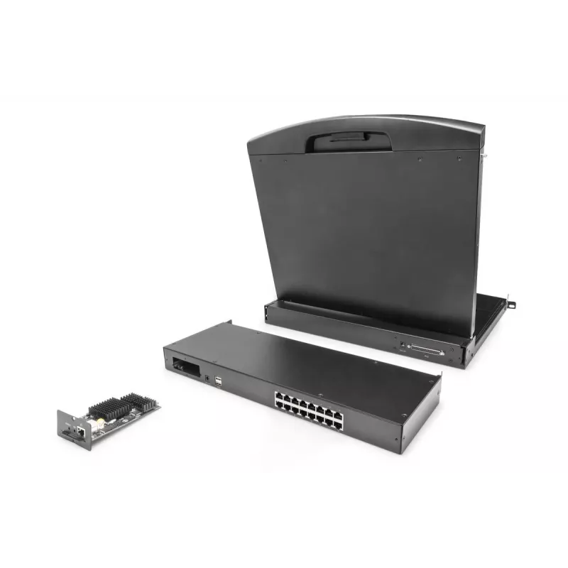 Comutador KVM modular Cat5 DIGITUS 16 portas para consola KVM modular