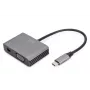 Adaptador DIGITUS USB-C - mini DP + VGA, 20 cm 4K/30Hz, Prateado, caixa de alumínio