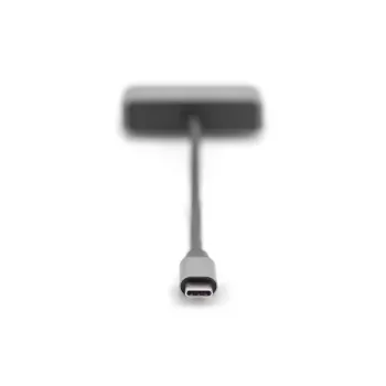 Adaptador DIGITUS USB-C - mini DP + VGA, 20 cm 4K/30Hz, Prateado, caixa de alumínio
