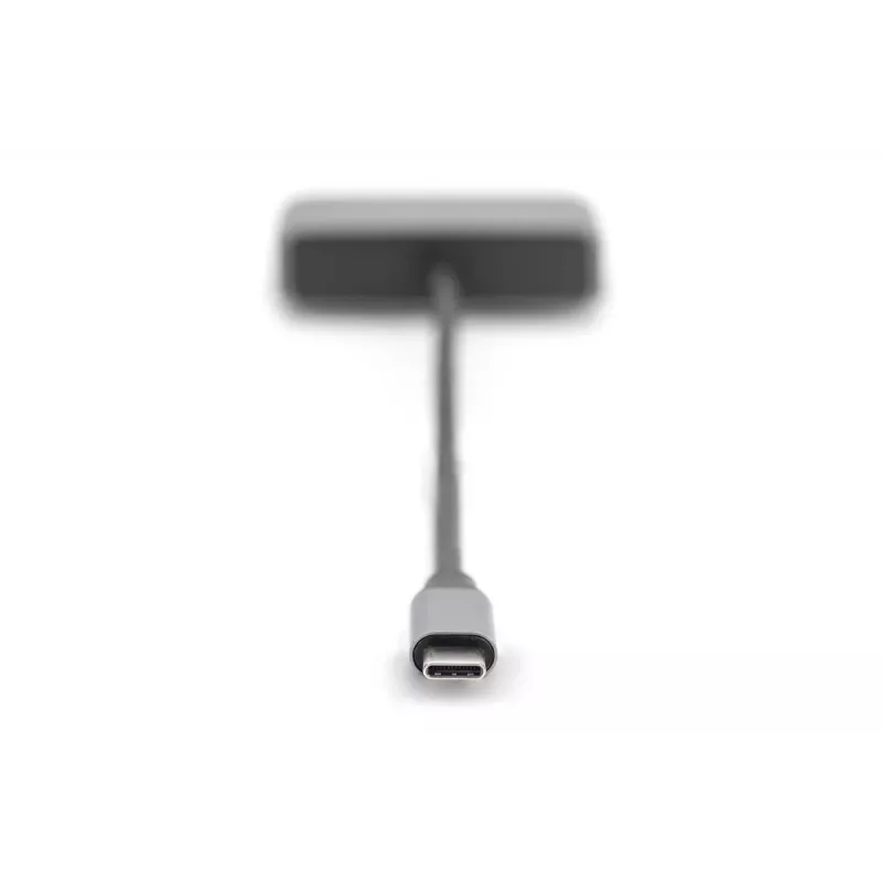 Adaptador DIGITUS USB-C - mini DP + VGA, 20 cm 4K/30Hz, Prateado, caixa de alumínio