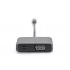 Adaptador DIGITUS USB-C - mini DP + VGA, 20 cm 4K/30Hz, Prateado, caixa de alumínio